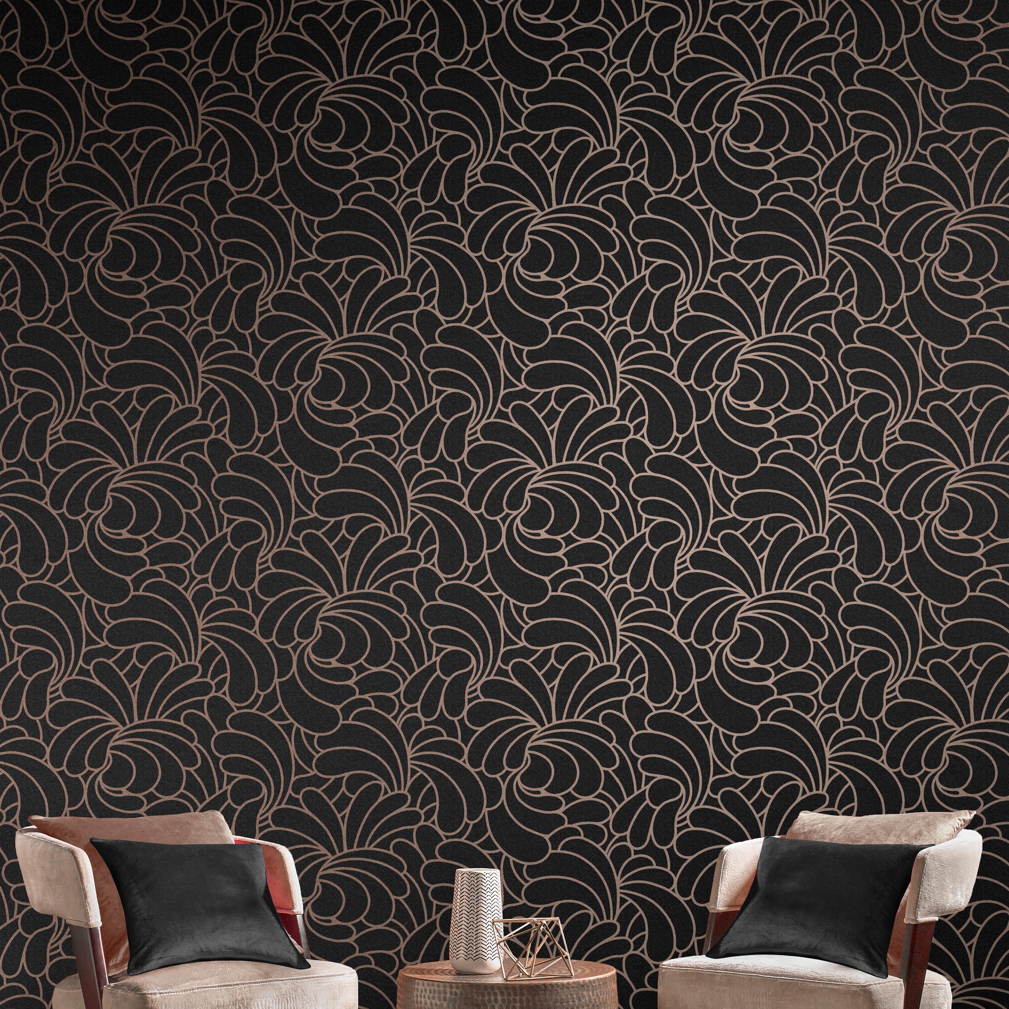 Bananas Rose Noir Wallpaper 105280 By Graham Brown In Black Rose Gold